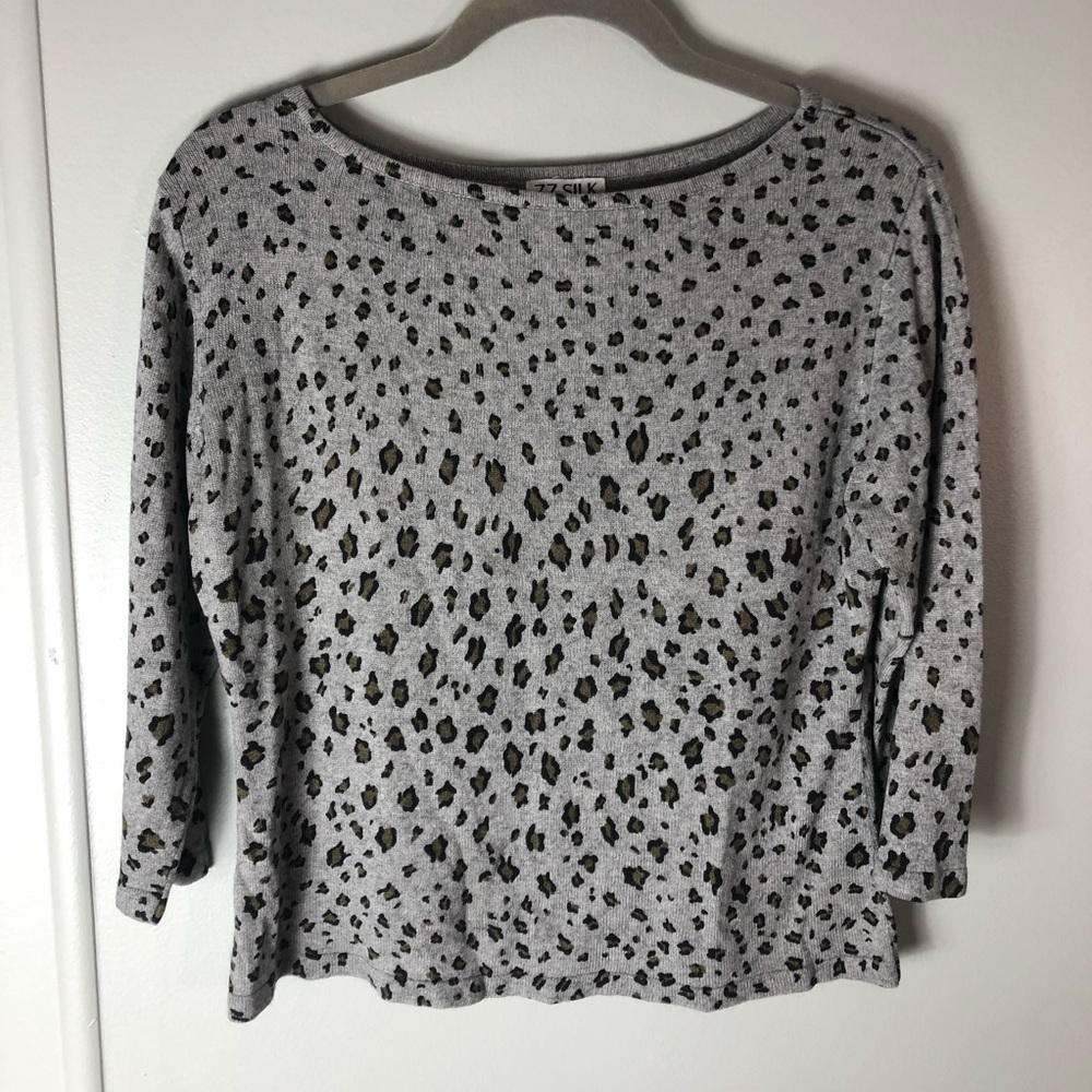 ZZ Silk Gray, Brown, Black Animal Print Silk/Cashmere Sweater Size Large
